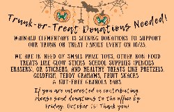 Trunk or Treat donation request